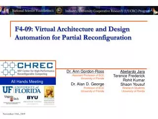 F4-09: Virtual Architecture and Design Automation for Partial Reconfiguration