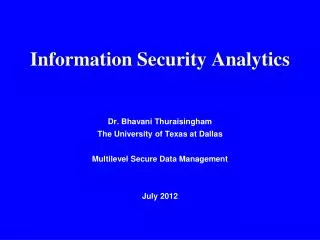 Information Security Analytics