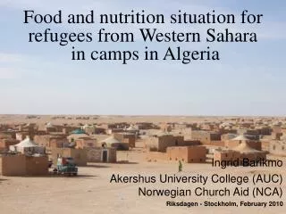 Food and nutrition situation for refugees from Western Sahara in camps in Algeria