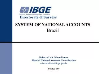 SYSTEM OF NATIONAL ACCOUNTS Brazil