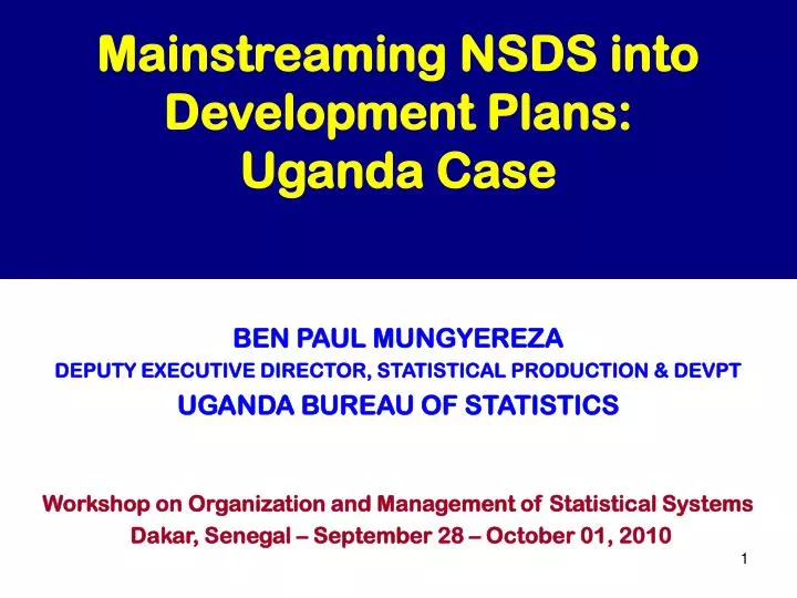 mainstreaming nsds into development plans uganda case