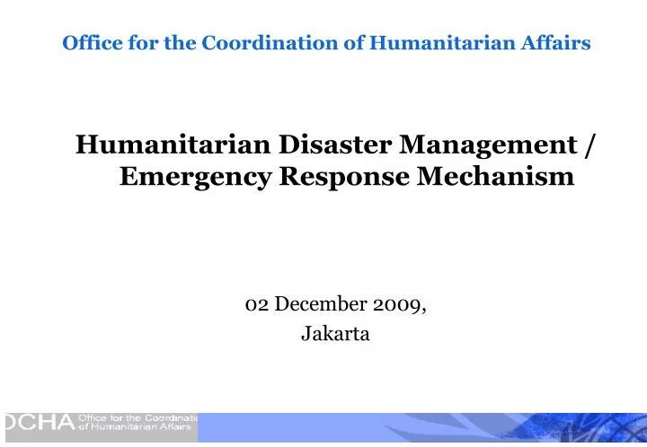 office for the coordination of humanitarian affairs