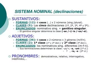 sistema nominal declinaciones