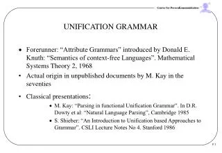 UNIFICATION GRAMMAR