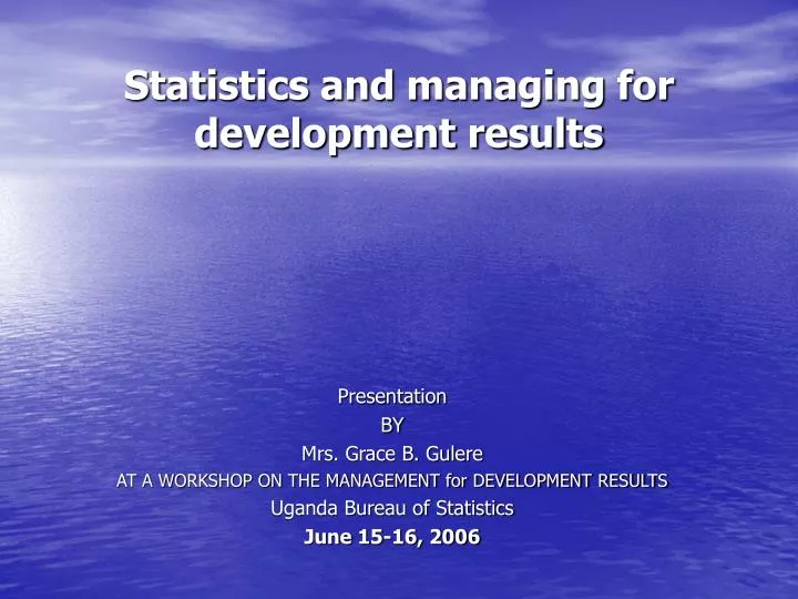 statistics and managing for development results