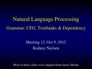 Natural Language Processing Grammar: CFG, Treebanks &amp; Dependency