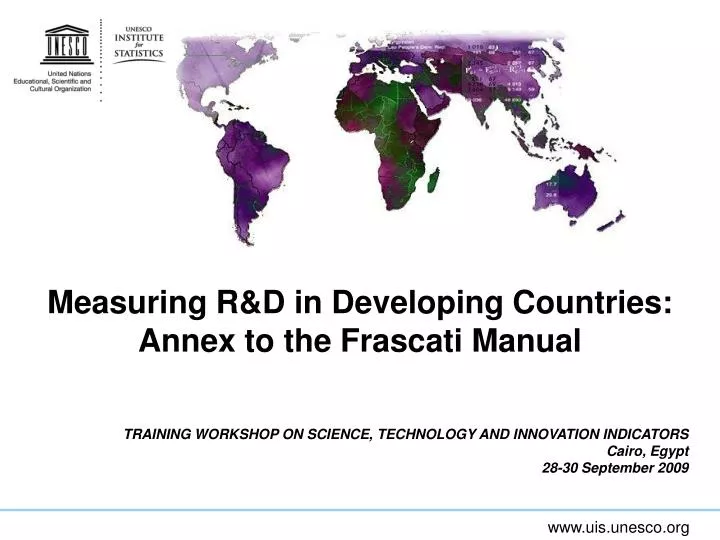 measuring r d in developing countries annex to the frascati manual