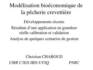 mod lisation bio conomique de la p cherie crevetti re