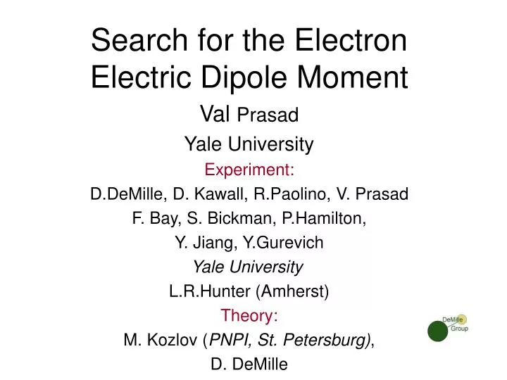 search for the electron electric dipole moment
