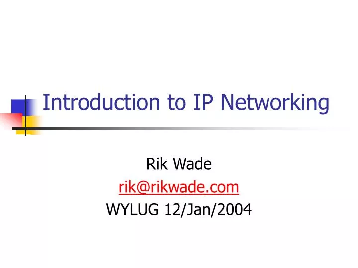 introduction to ip networking