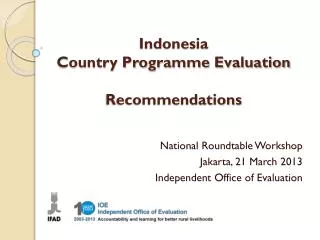 Indonesia Country Programme Evaluation Recommendations