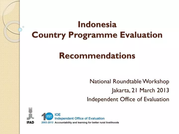 indonesia country programme evaluation recommendations