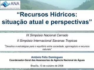 recursos h dricos situa o atual e perspectivas