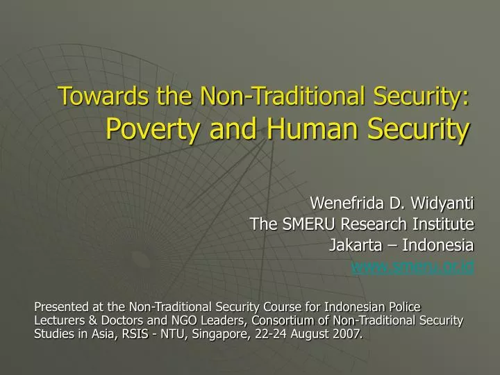 towards the non traditional security poverty and human security