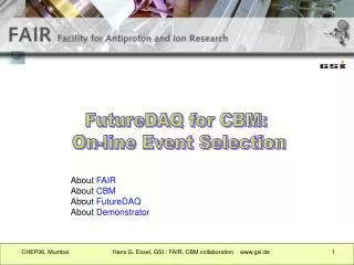 FutureDAQ for CBM: On-line Event Selection