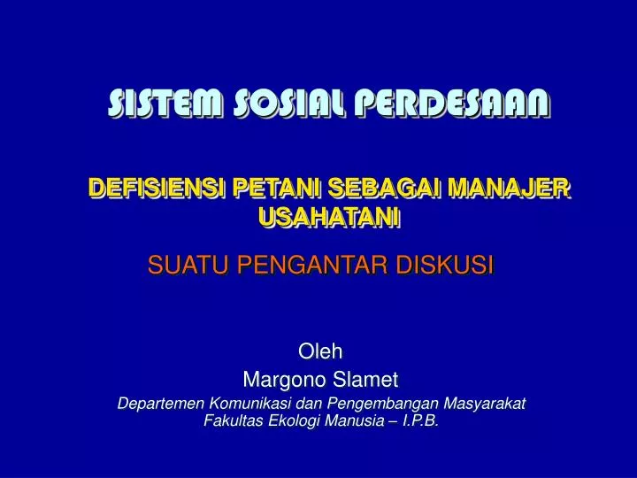 sistem sosial perdesaan defisiensi petani sebagai manajer usahatani