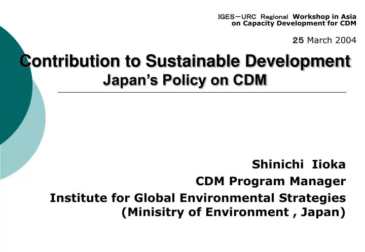 contribution to sustainable development japan s policy on cdm