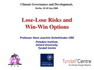 Climate Governance and Development, Berlin, 28-30 Sep 2008