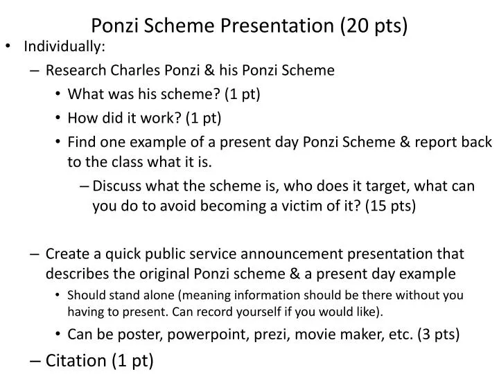 ponzi scheme presentation 20 pts
