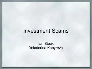 Investment Scams