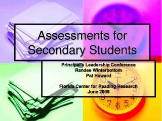 Assessments for Secondary Students