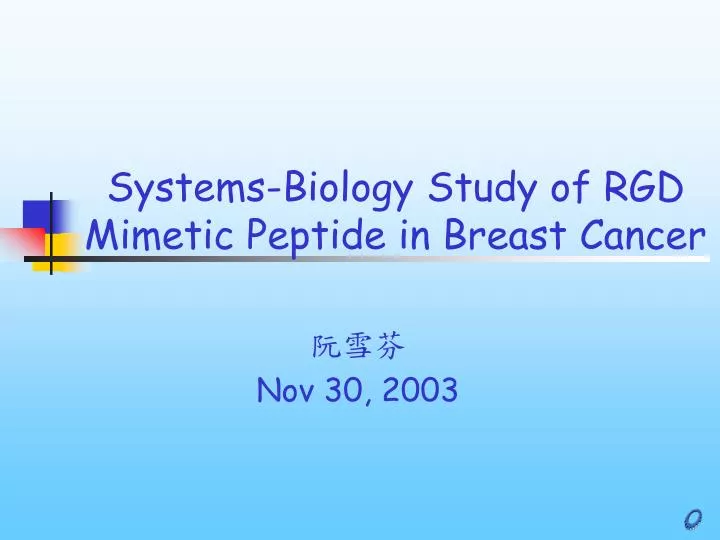 systems biology study of rgd mimetic peptide in breast cancer