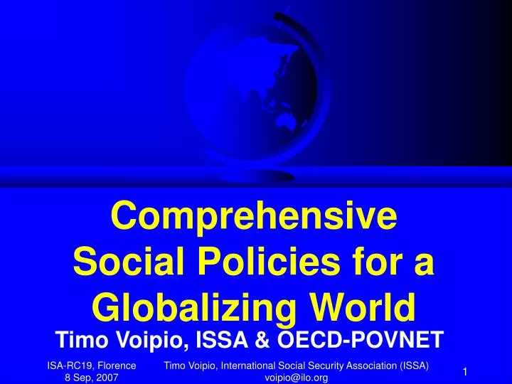 comprehensive social policies for a globalizing world