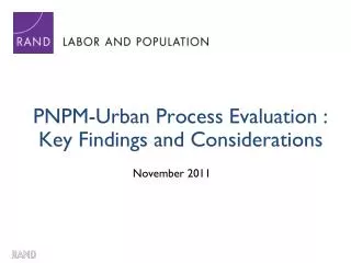PNPM-Urban Process Evaluation : Key Findings and Considerations