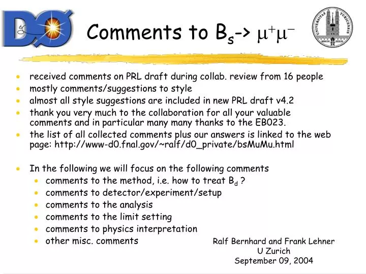 comments to b s m m