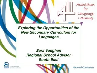 Exploring the Opportunities of the New Secondary Curriculum for Languages Sara Vaughan