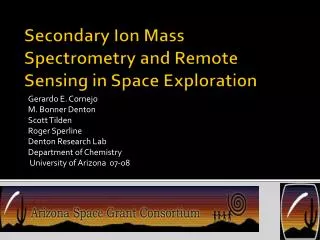Secondary Ion Mass Spectrometry and R emote Sensing in Space Exploration
