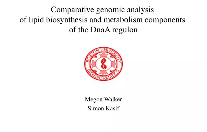 comparative genomic analysis of lipid biosynthesis and metabolism components of the dnaa regulon