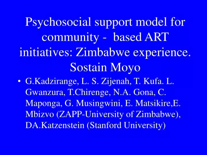 psychosocial support model for community based art initiatives zimbabwe experience sostain moyo