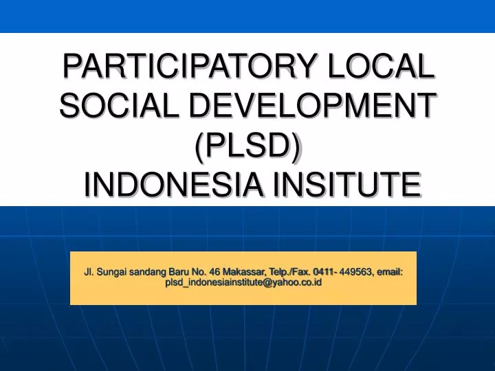participatory local social development plsd indonesia insitute