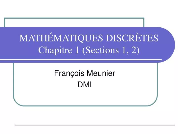 math matiques discr tes chapitre 1 sections 1 2