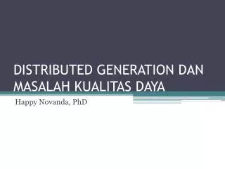 distributed generation dan masalah kualitas daya