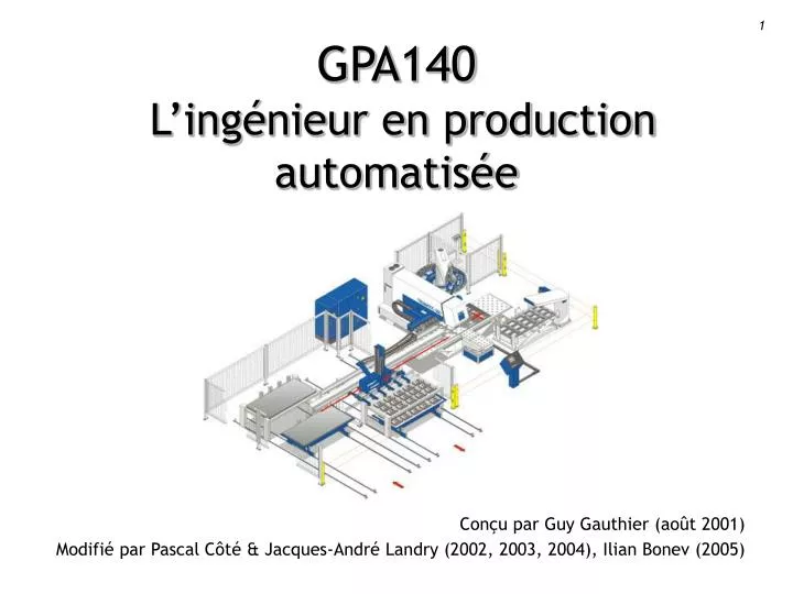 gpa140 l ing nieur en production automatis e