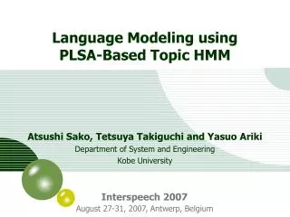 Language Modeling using PLSA-Based Topic HMM