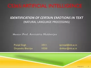 IDENTIFICATION OF CERTAIN EMOTIONS IN TEXT (NATURAL LANGUAGE PROCESSING)