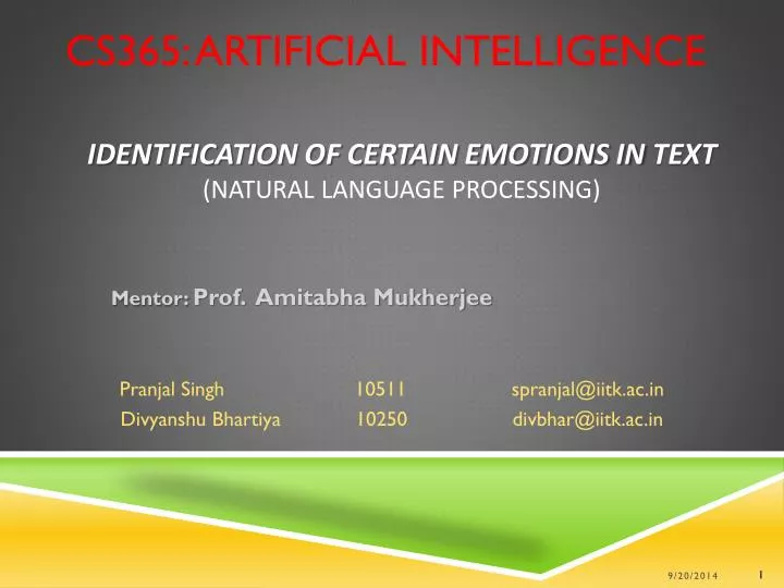 identification of certain emotions in text natural language processing
