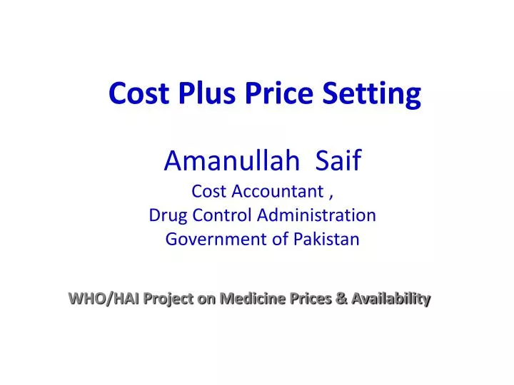 amanullah saif cost accountant drug control administration government of pakistan