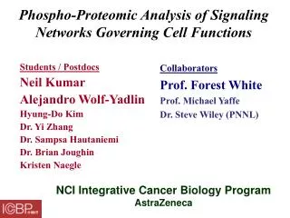 Phospho-Proteomic Analysis of Signaling Networks Governing Cell Functions