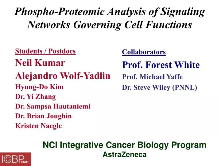 phospho proteomic analysis of signaling networks governing cell functions