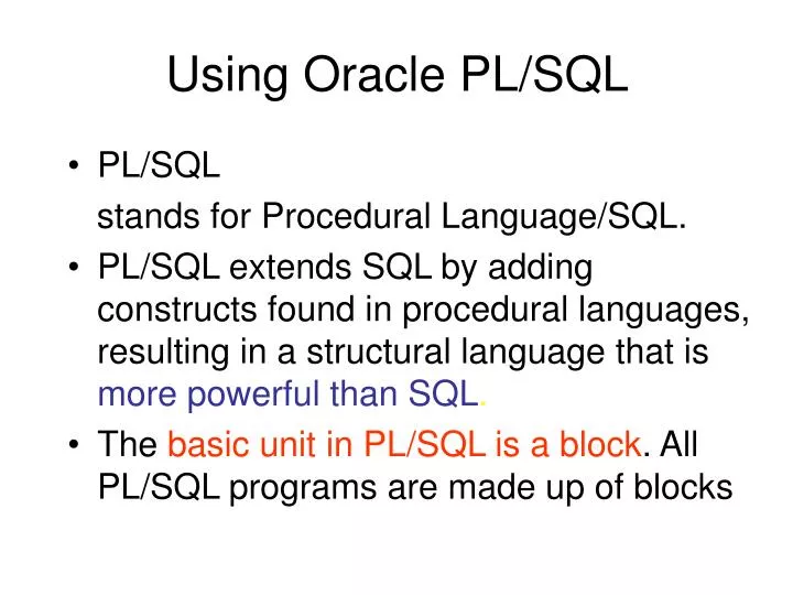 using oracle pl sql