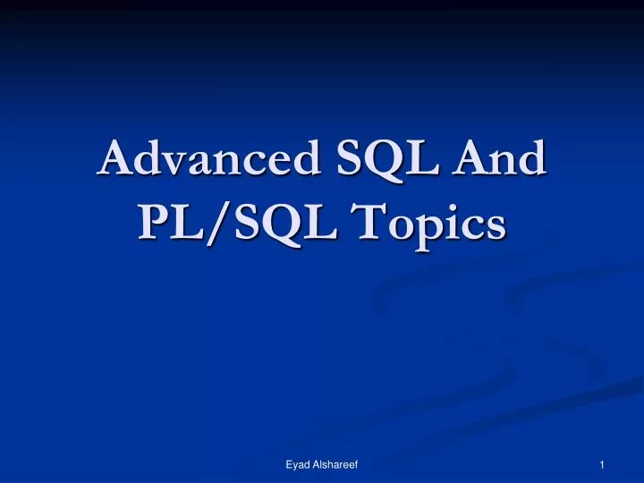 advanced sql and pl sql topics
