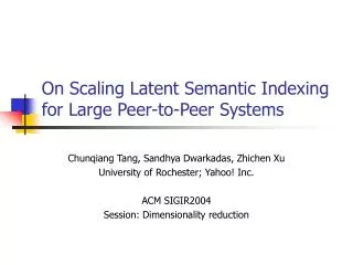 On Scaling Latent Semantic Indexing for Large Peer-to-Peer Systems
