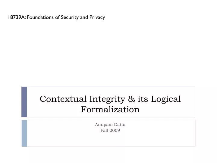contextual integrity its logical formalization