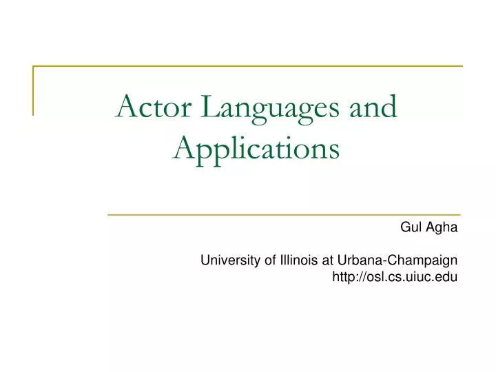 actor languages and applications