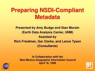 Preparing NSDI-Compliant Metadata