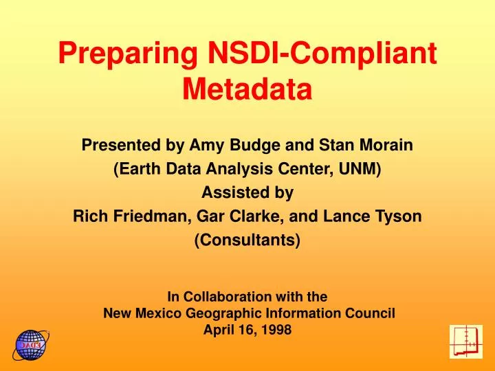 preparing nsdi compliant metadata